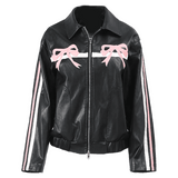 RIBBON LEATHER JACKET