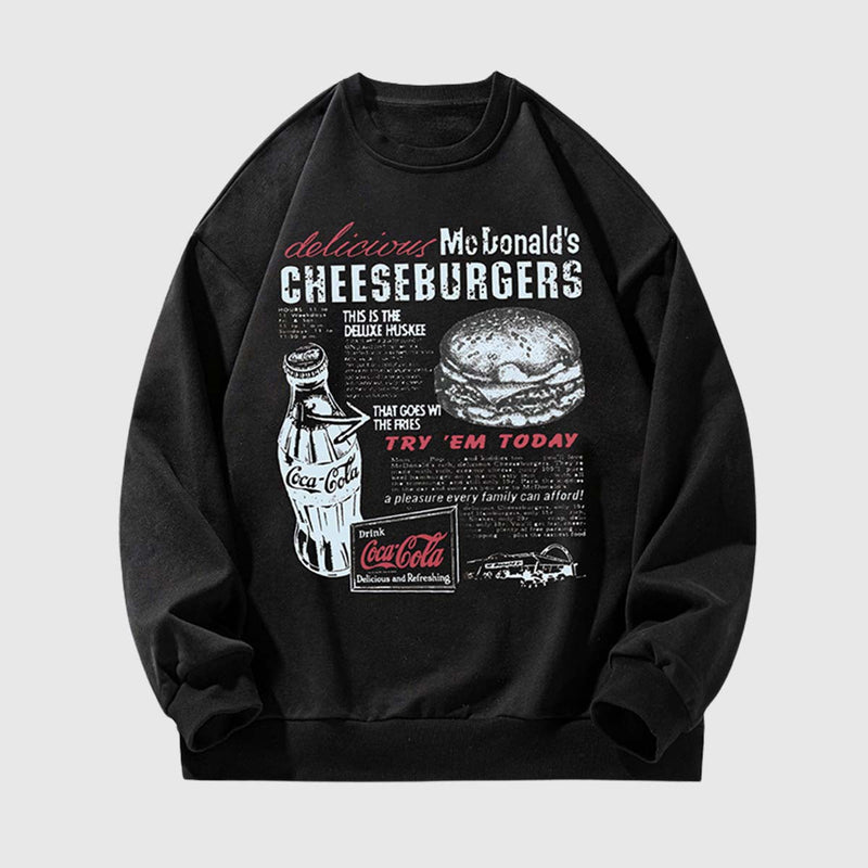 Vintage Hızlı Gıda Grafikli Sweatshirt