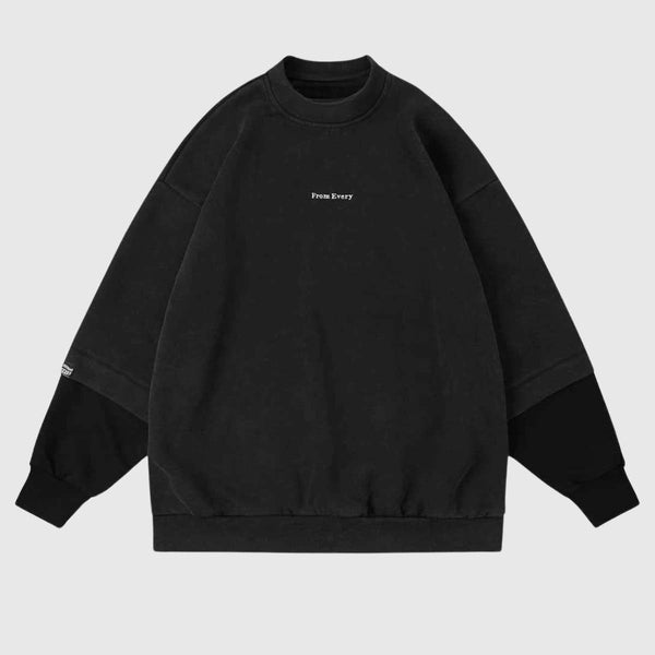 Çift Katmanlı Yuvarlak Yaka Sweatshirt