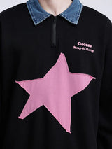 STAR PRINT POLO UNISEX HOODIE