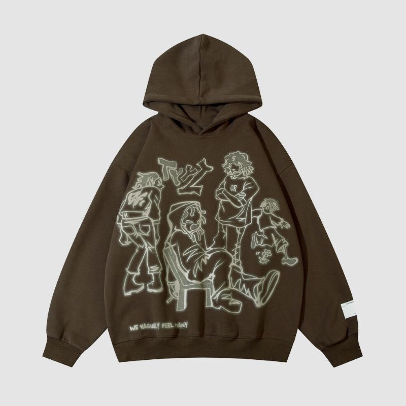 Line Kişi Desenli Kapüşonlu Sweatshirtler