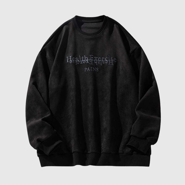 Nakışlı Kadife Oversized Sweatshirt