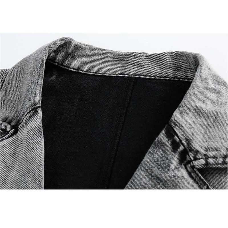 Şık Yıpranmış Denim Blazer