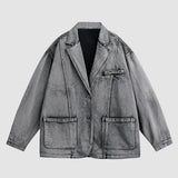 Şık Yıpranmış Denim Blazer