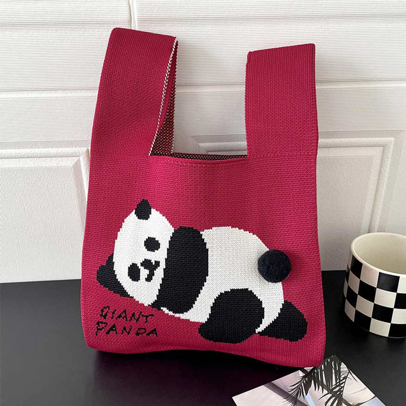 Örgü Panda Şık Tote