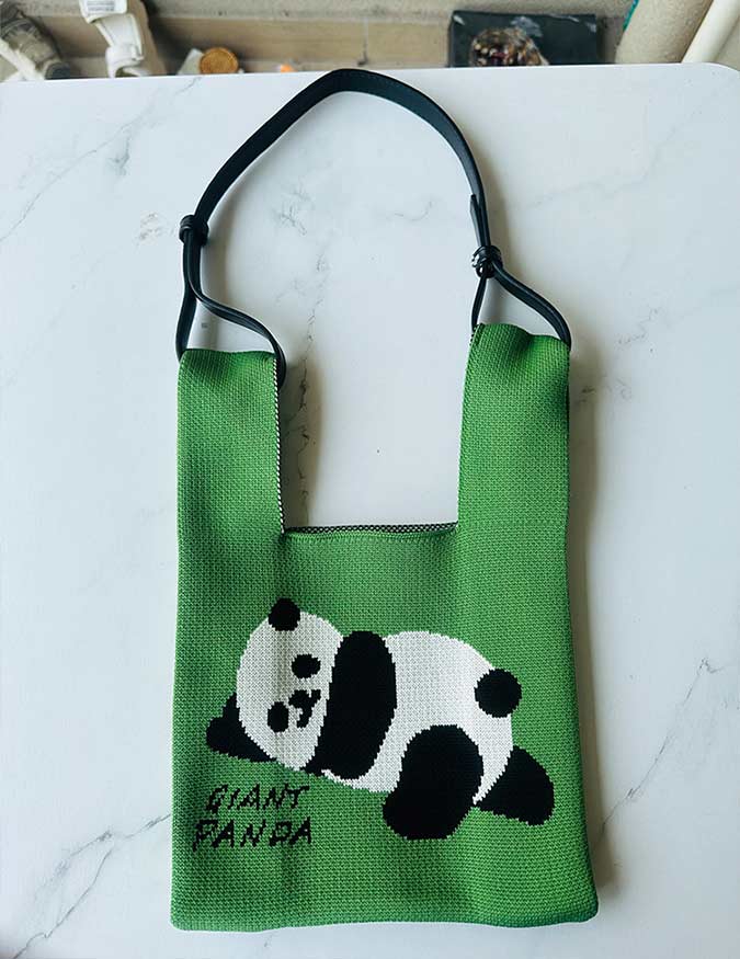 Örgü Panda Şık Tote