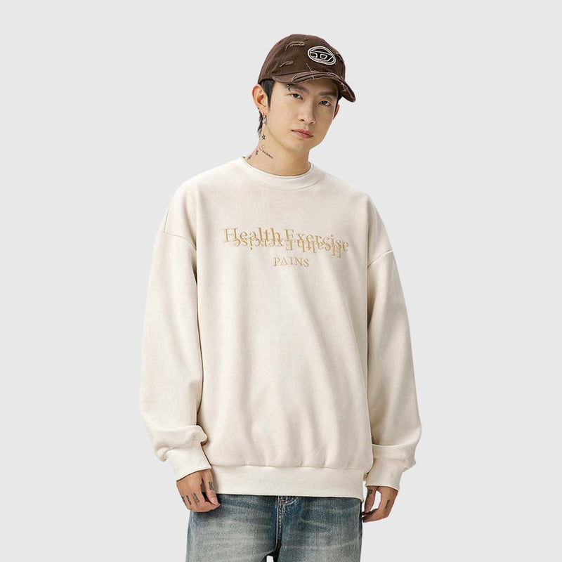 Nakışlı Kadife Oversized Sweatshirt