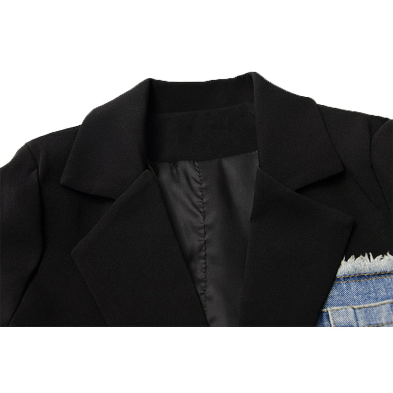 Denim Düzensiz Dikiş Blazer