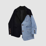 Denim Düzensiz Dikiş Blazer