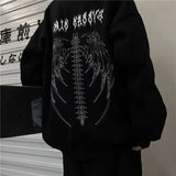 Sonbahar Punk Siyah Tişörtü Gotik Grunge Büyük Boy Hoodie