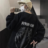 Sonbahar Punk Siyah Tişörtü Gotik Grunge Büyük Boy Hoodie