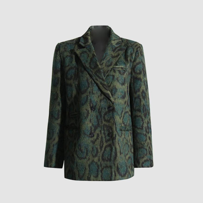 Şık Leopar Desenli Blazer