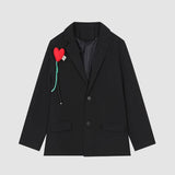 Kalp Şeklinde Çiçek Dekorlu Blazer